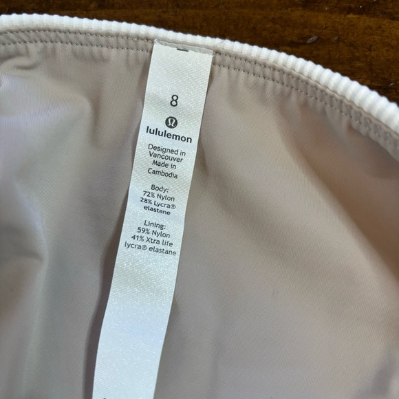 Lululemon 🍋  New Swim Bikini Bottom White Ribbed 8 (M) Swimsuit - Picture 5 of 7